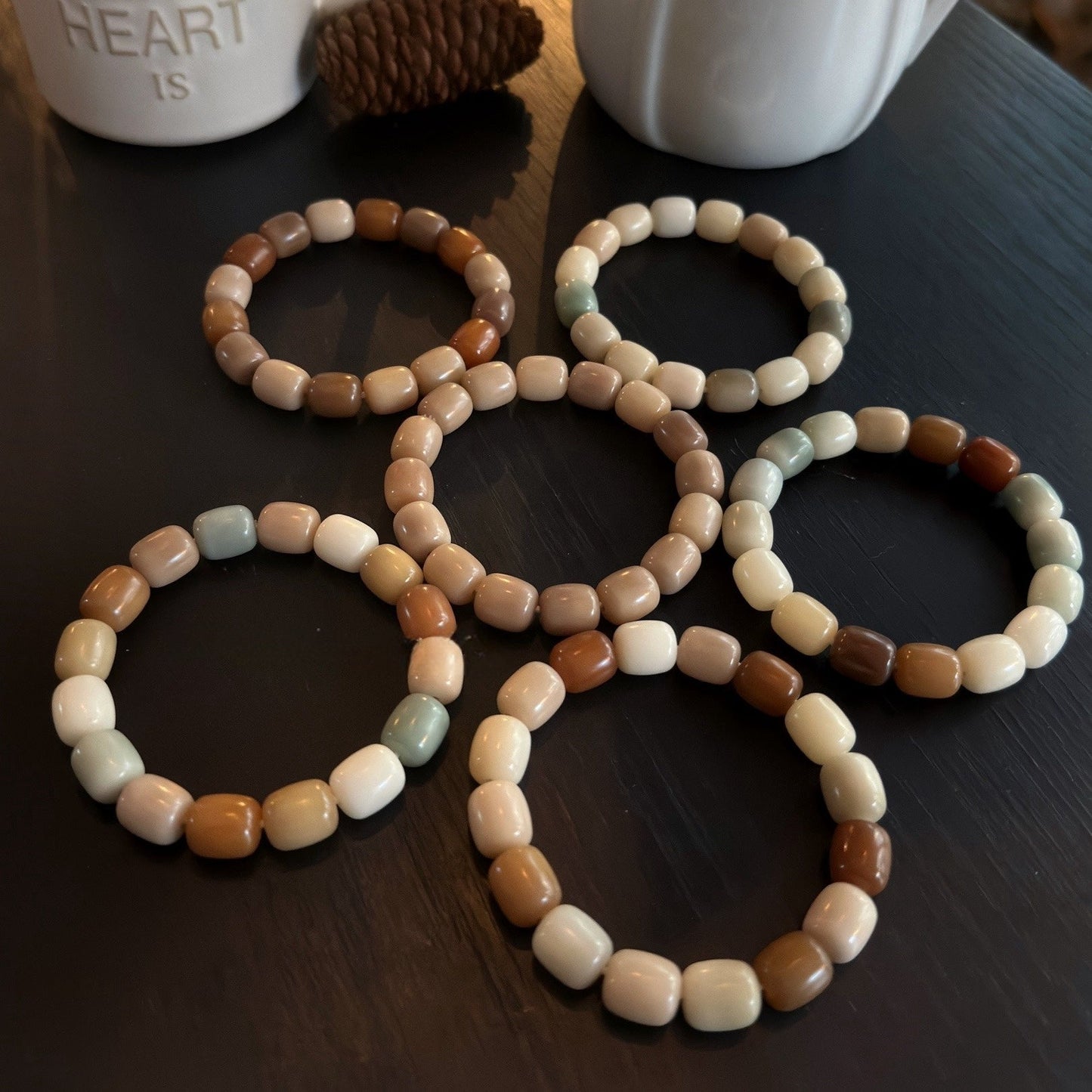 Rice Cake Milk Coffee Series Bodhi Bead Bracelet
