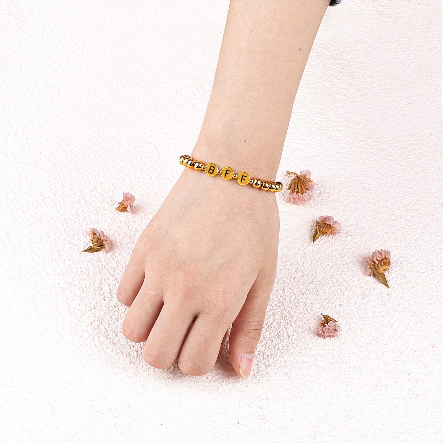 Custom Gold Beaded Name Bracelet