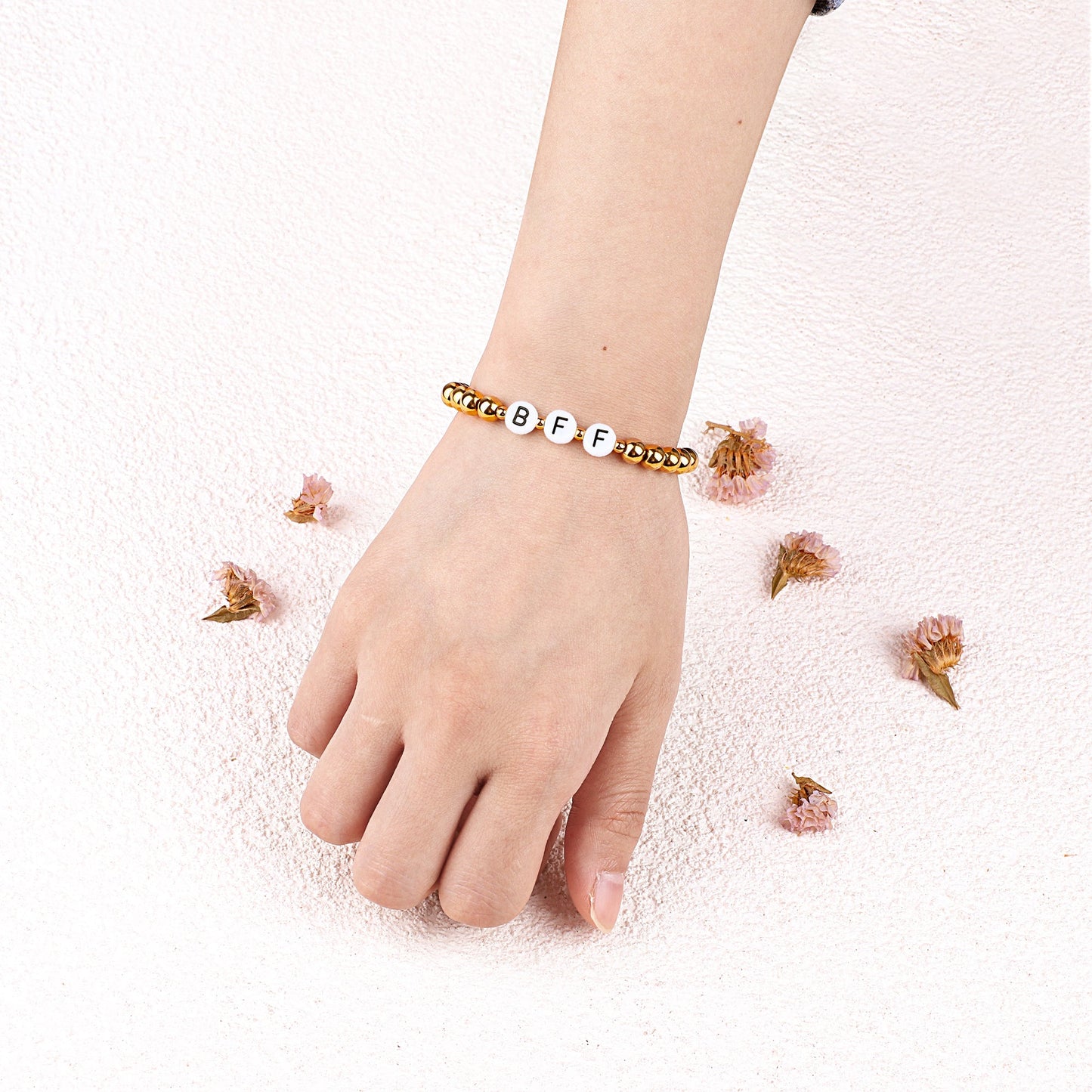 Custom Gold Beaded Name Bracelet