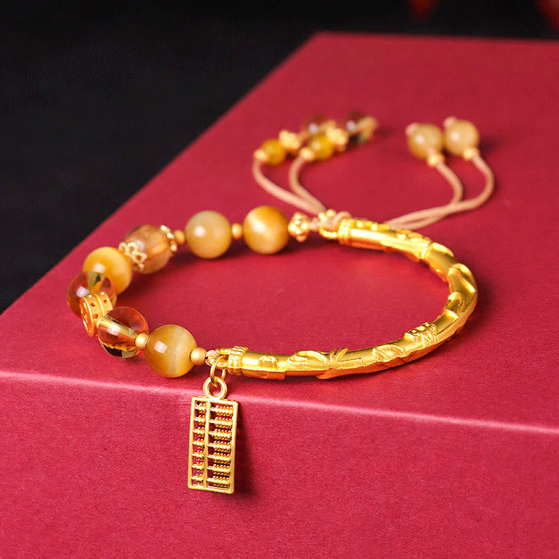 Bracelet de protection en pierres naturelles de Bouddha, œil de tigre, citrine, boulier