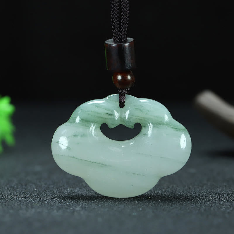 Collier pendentif en jade de soie dorée et jade de Tianshan, pierres de Bouddha, breloque de verrouillage chinois, abondance