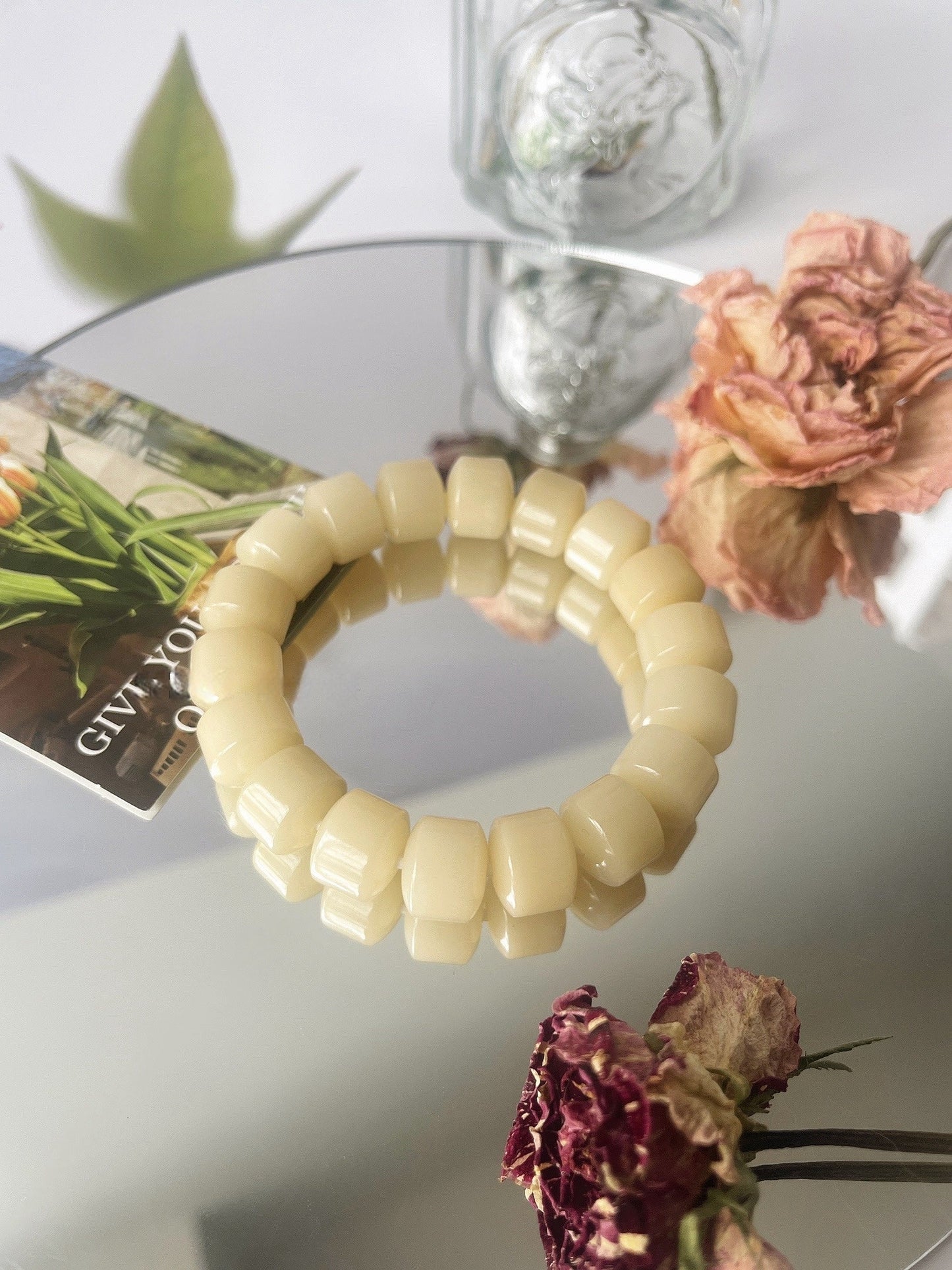 13mm Large Golden Wheel Bodhi Bead Bracelet