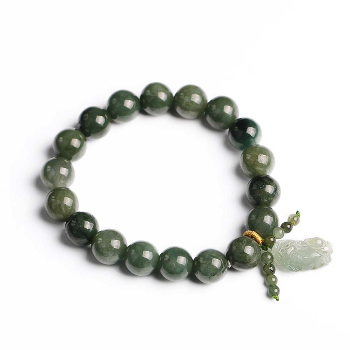 Bracelet en jade vert avec Pixiu - Invitez la richesse et les énergies apaisantes