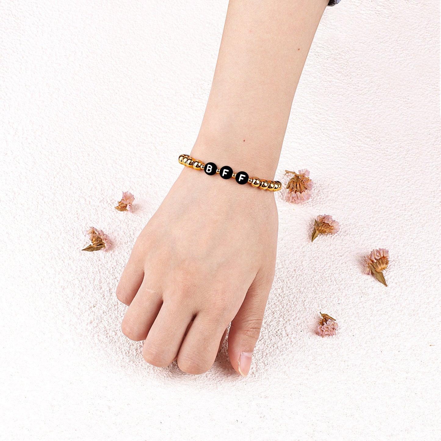 Custom Gold Beaded Name Bracelet