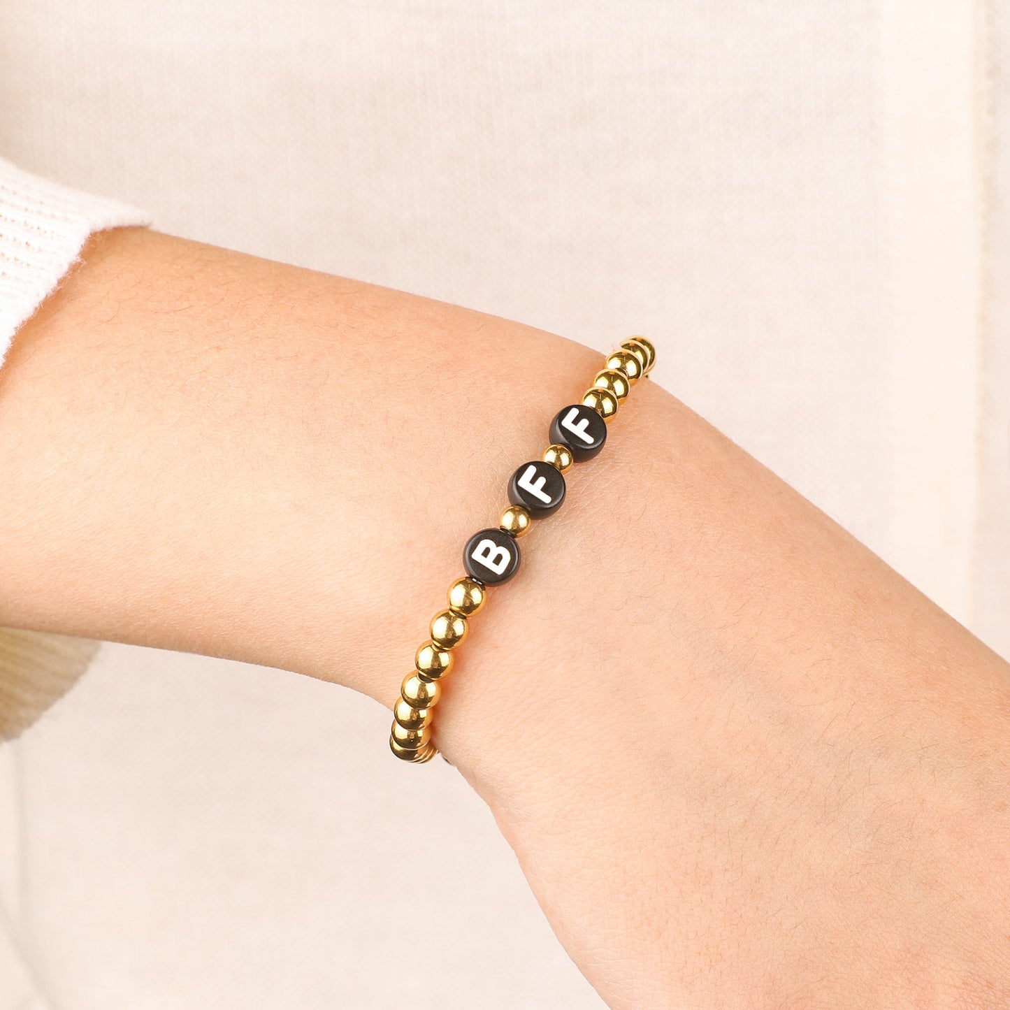 Custom Gold Beaded Name Bracelet