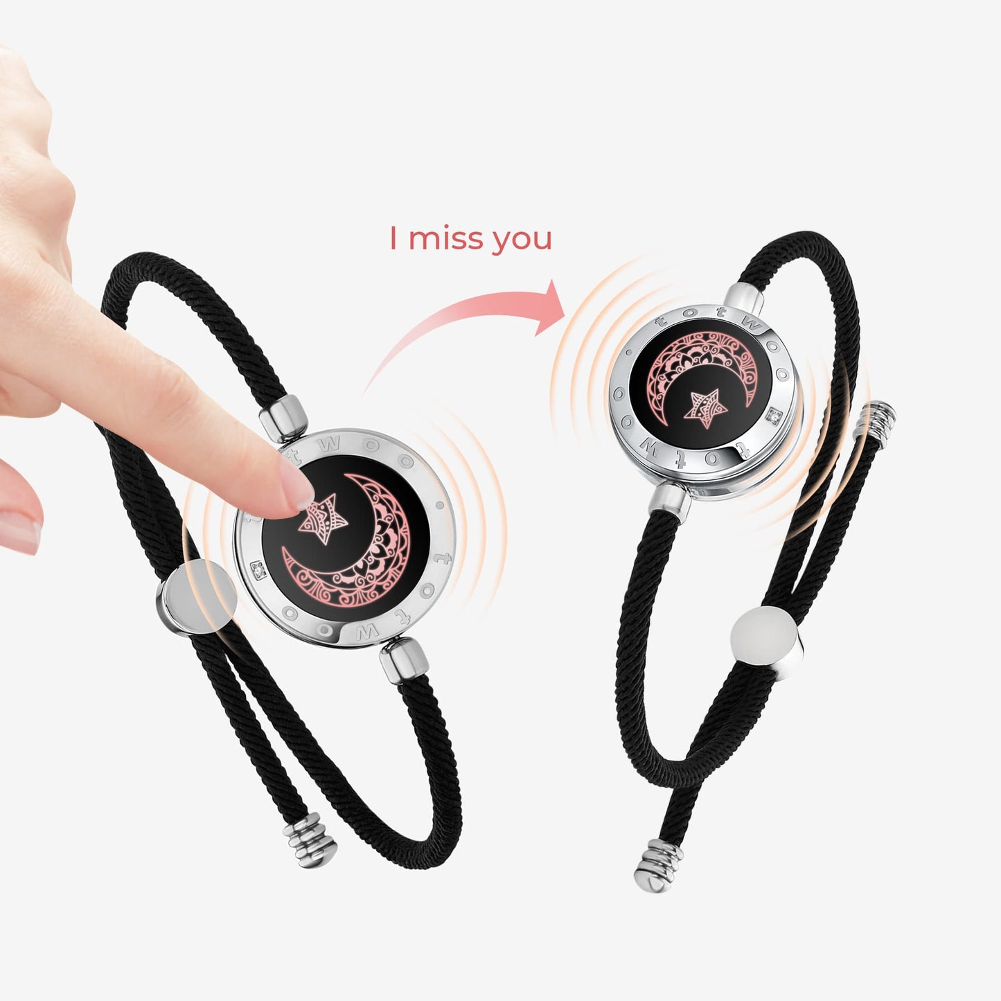 Bracelets Moon & Star Touch avec corde Milan (noir + noir)