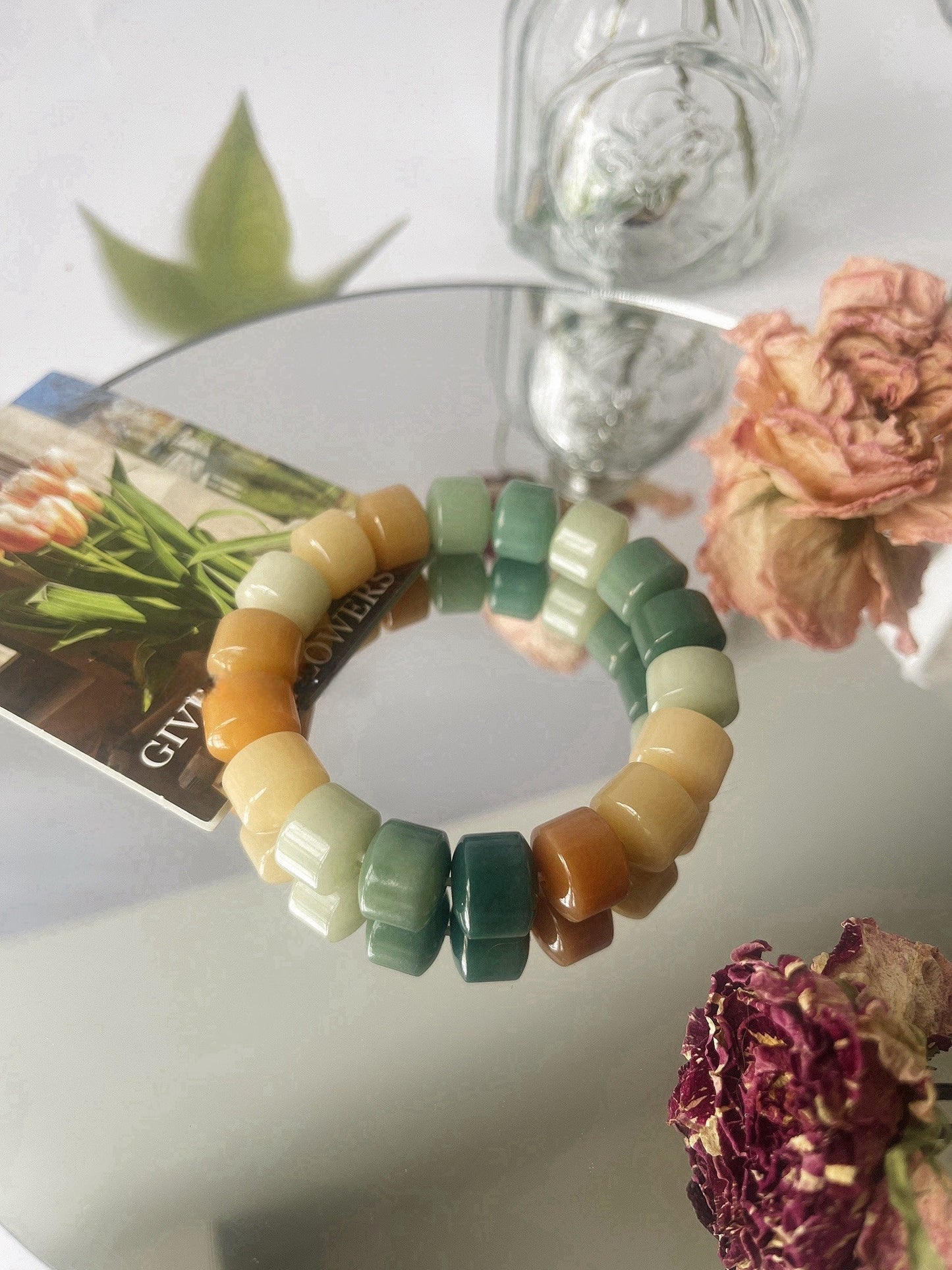 13mm Large Golden Wheel Bodhi Bead Bracelet
