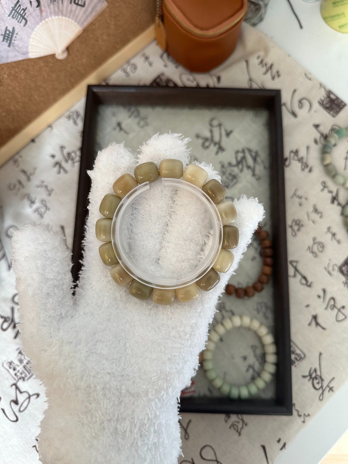 Bracelet de perles Bodhi série Gâteau de riz au lait et café