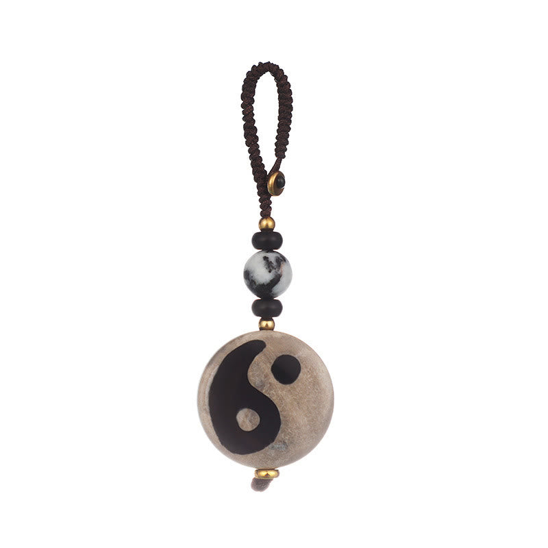 Pierres de Bouddha Agate naturelle Yin Yang Dzi Perle Balance Porte-clés