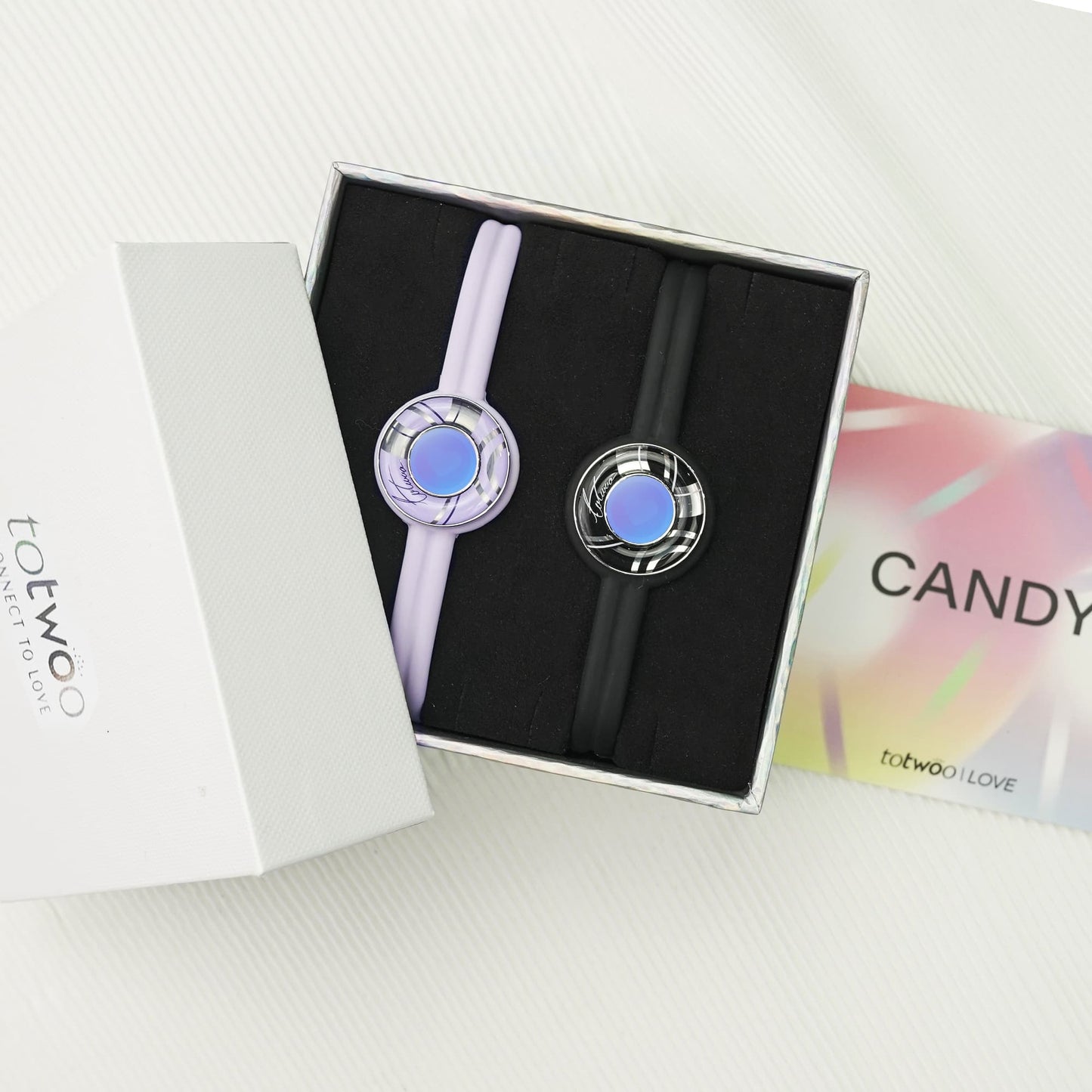 Bracelets tactiles Candy Wave (noir et violet)