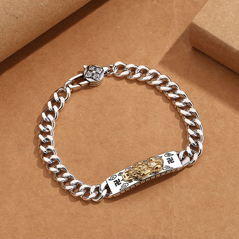 Bracelet de sagesse avec boucle à ressort et pierres de Bouddha Om Mani Padme Hum Pixiu Swastika