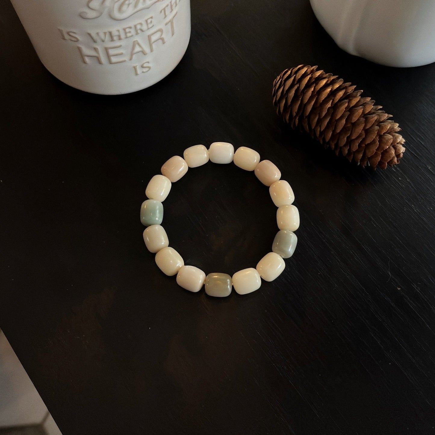 Rice Cake Milk Coffee Series Bodhi Bead Bracelet