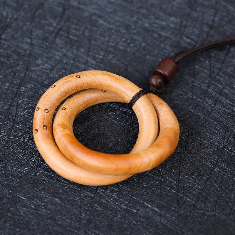 Collier pendentif en pierres de Bouddha en bois de jujube, anneau taoïste Yin Yang, cercle Qiankun, porte-bonheur, éloigne les mauvais esprits