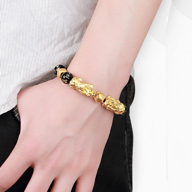 Gold-Plated Double Pixiu Feng Shui Bracelet - Extreme Wealth & Protection