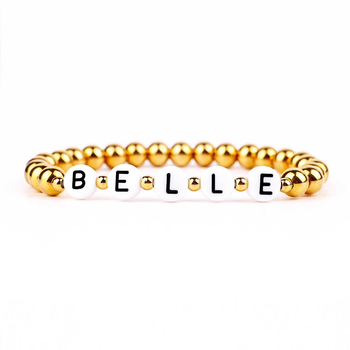 Custom Gold Beaded Name Bracelet