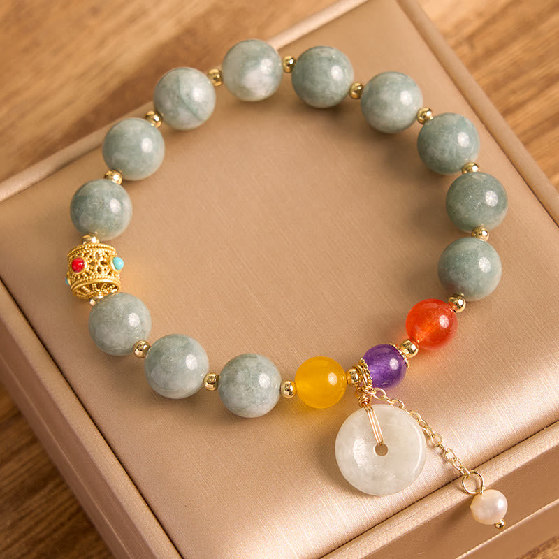 Bracelet de confiance avec breloque en jade et agate rouge et pierre de Bouddha