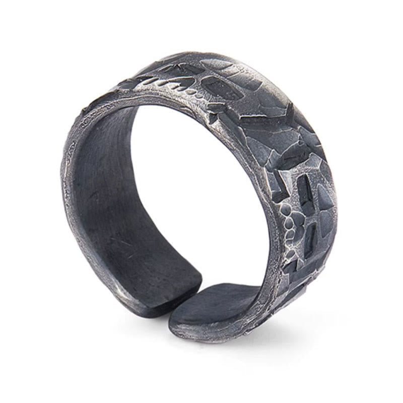 Bague de bénédiction faite à la main en argent sterling 999 avec motif squelette de Bouddha