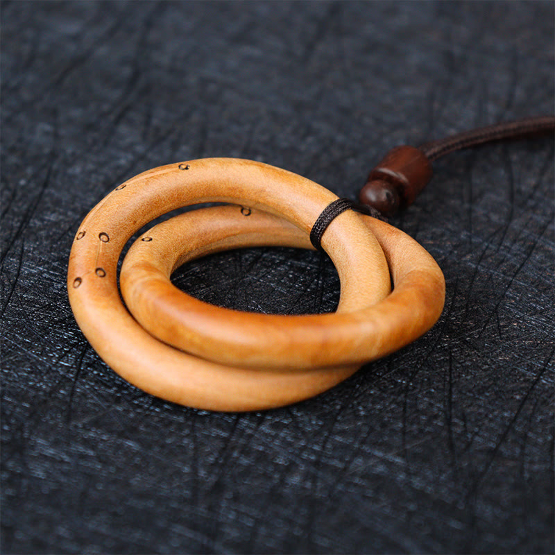 Collier pendentif en pierres de Bouddha en bois de jujube, anneau taoïste Yin Yang, cercle Qiankun, porte-bonheur, éloigne les mauvais esprits
