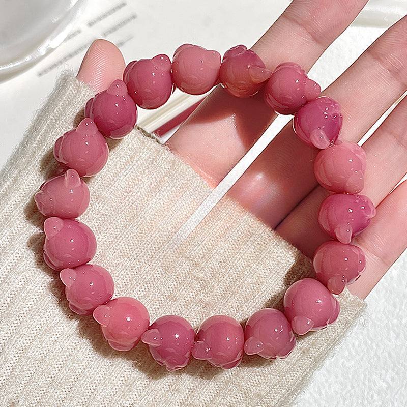 Bracelet Bodhi Ours Rose Fraise – 13 mm