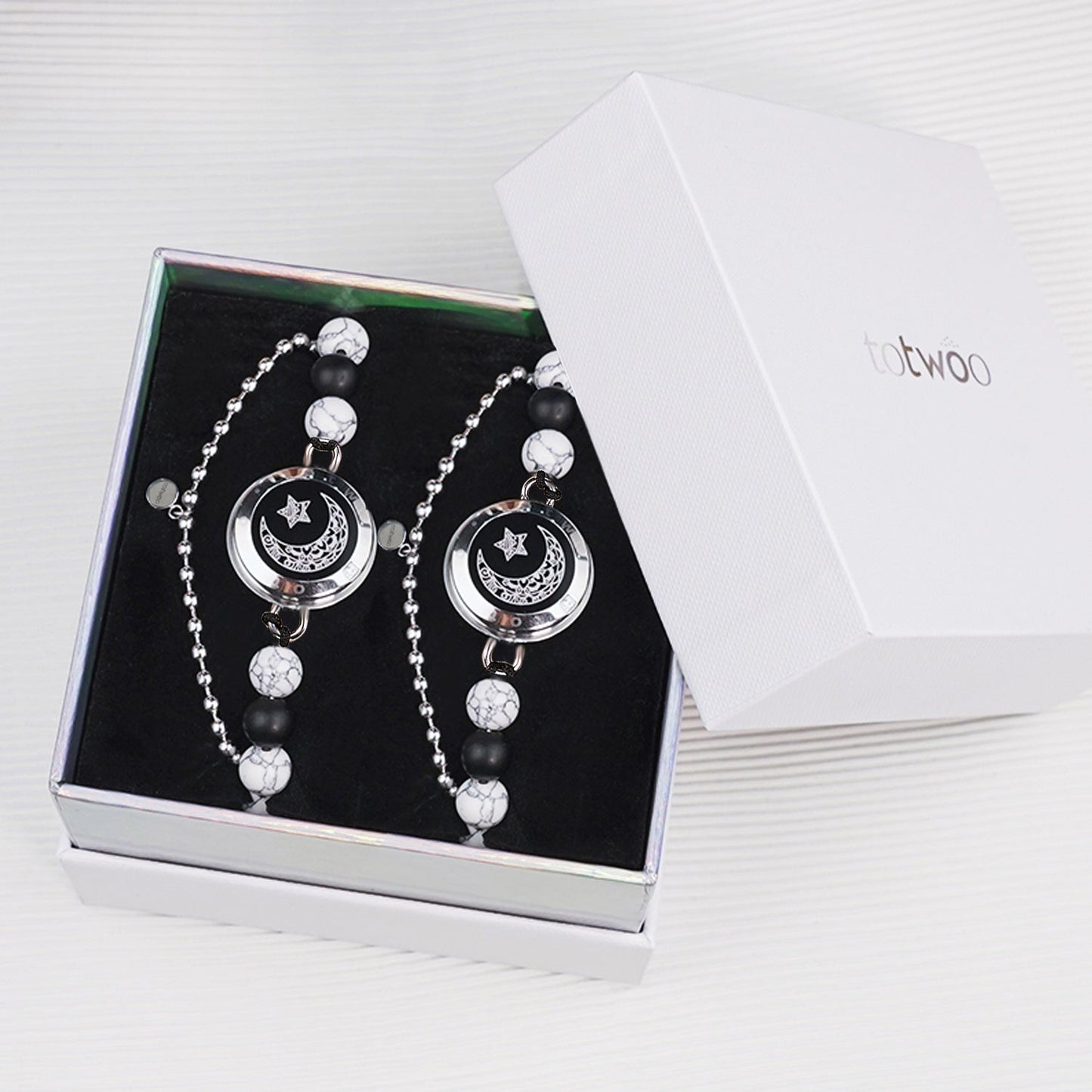 Bracelets tactiles Lune et Étoile avec perles assorties