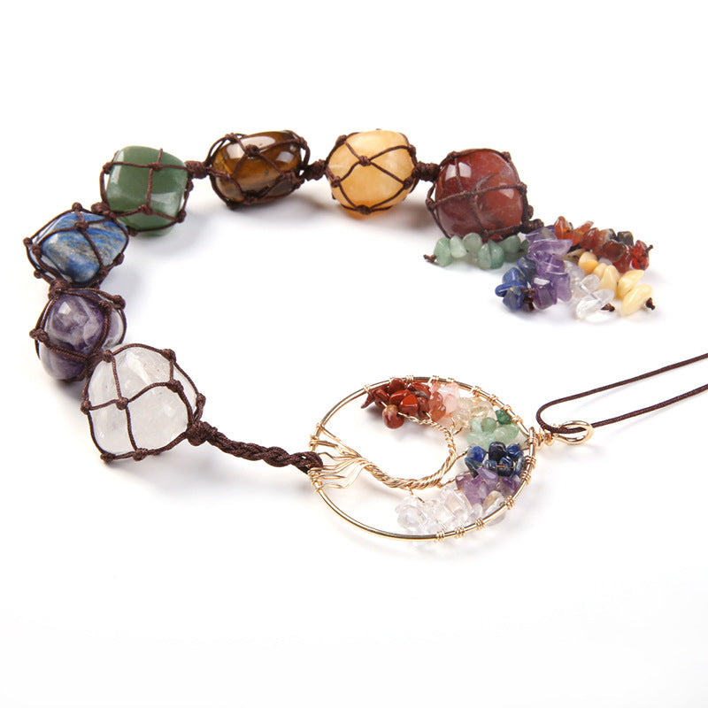Collier à pampilles suspendu 7 chakras - Équilibre et guérison