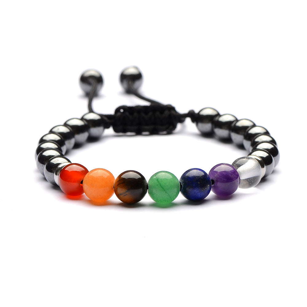 Bracelet 7 chakras en hématite - Favorise le bien-être