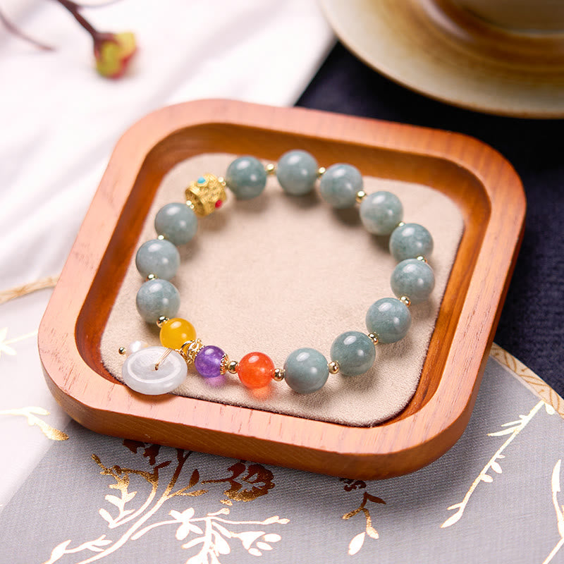 Bracelet de confiance avec breloque en jade et agate rouge et pierre de Bouddha