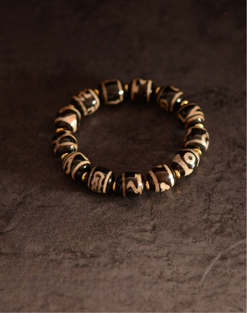 Tibetisches Dzi-Armband 14mm