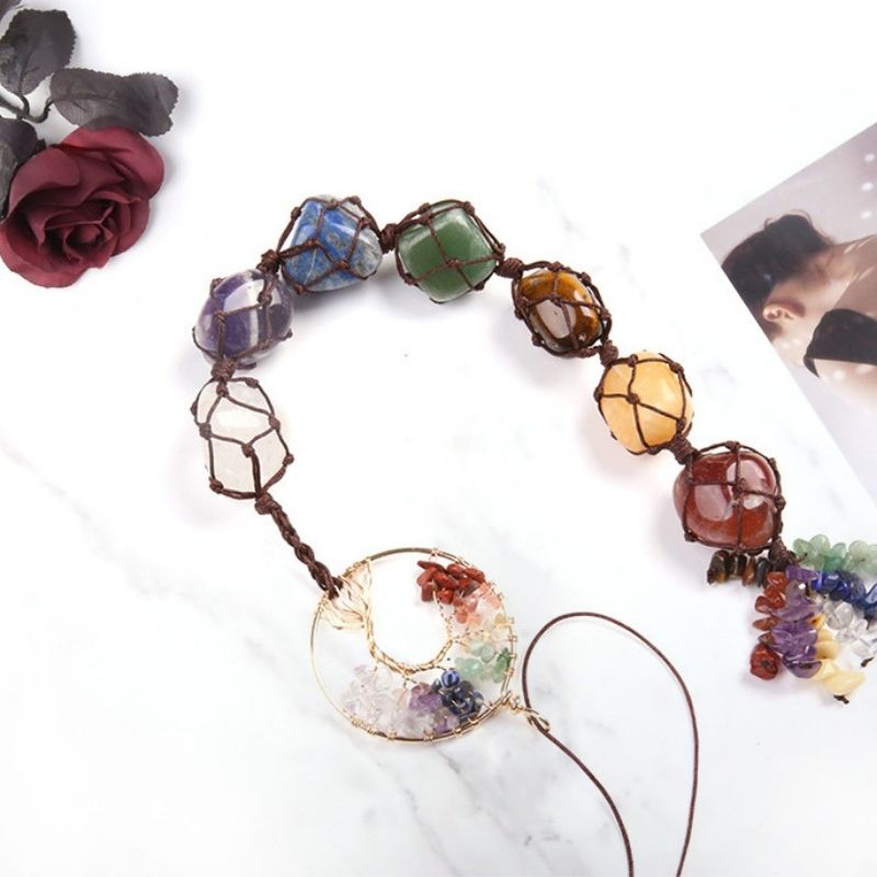 Collier à pampilles suspendu 7 chakras - Équilibre et guérison