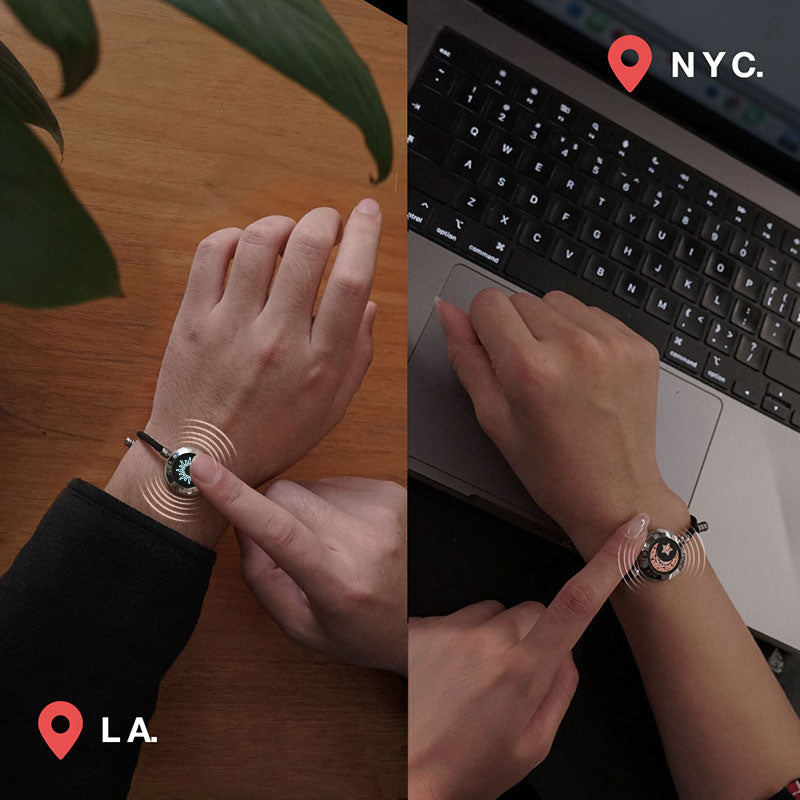 Bracelets tactiles Soleil et Lune avec corde Milan (noir + noir)