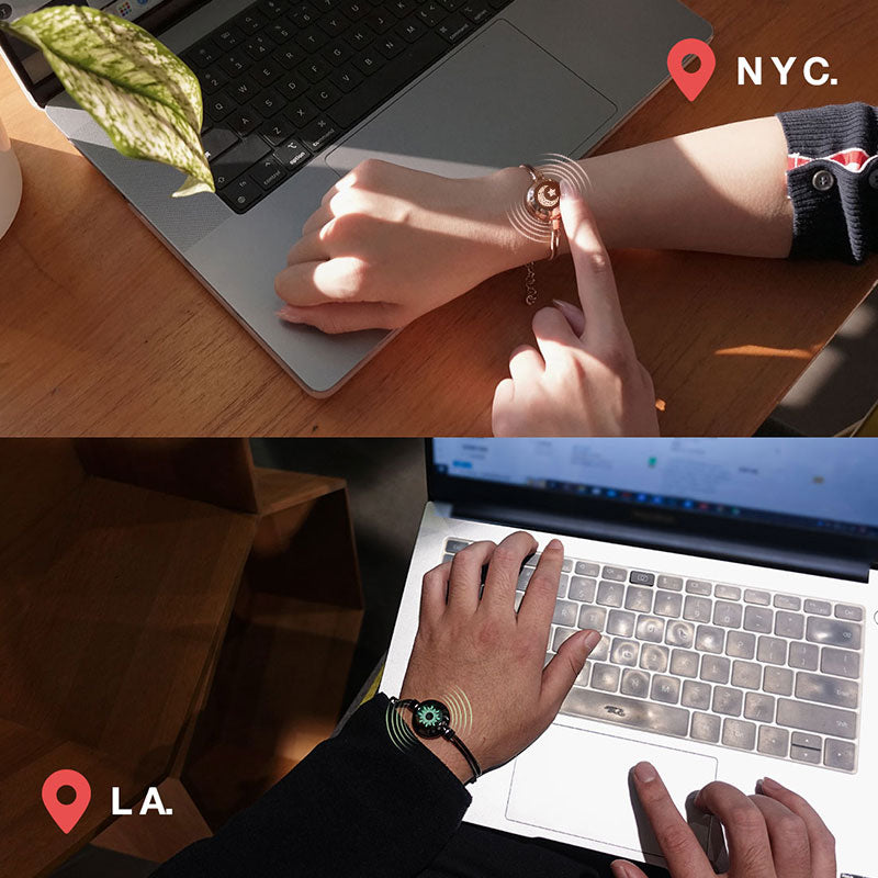 Bracelets Soleil et Lune Touch avec chaîne serpent (noir et or rose)