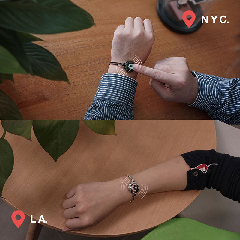 Bracelets tactiles Soleil et Lune avec chaîne serpent (noir et argent)