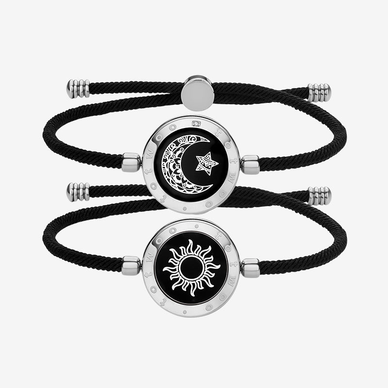 Bracelets tactiles Soleil et Lune avec corde Milan (noir + noir)