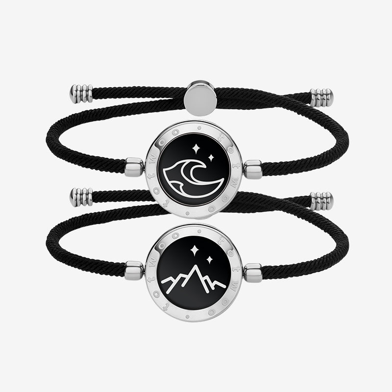 Bracelets Touch Montagne et Mer avec Corde Milan (Noir+Noir)