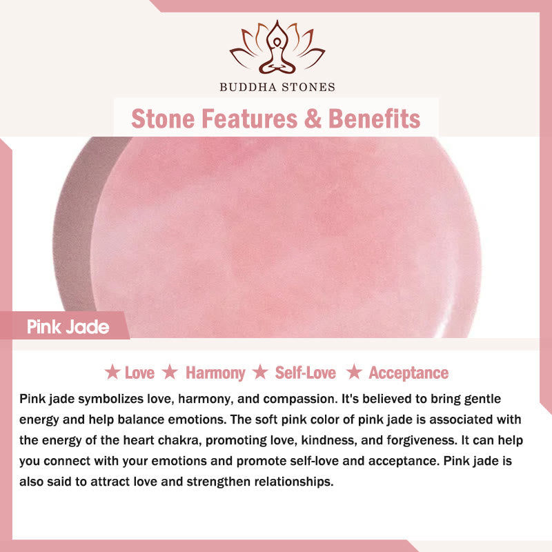 Bracelet d'harmonie en perles de jade rose et pierres de Bouddha