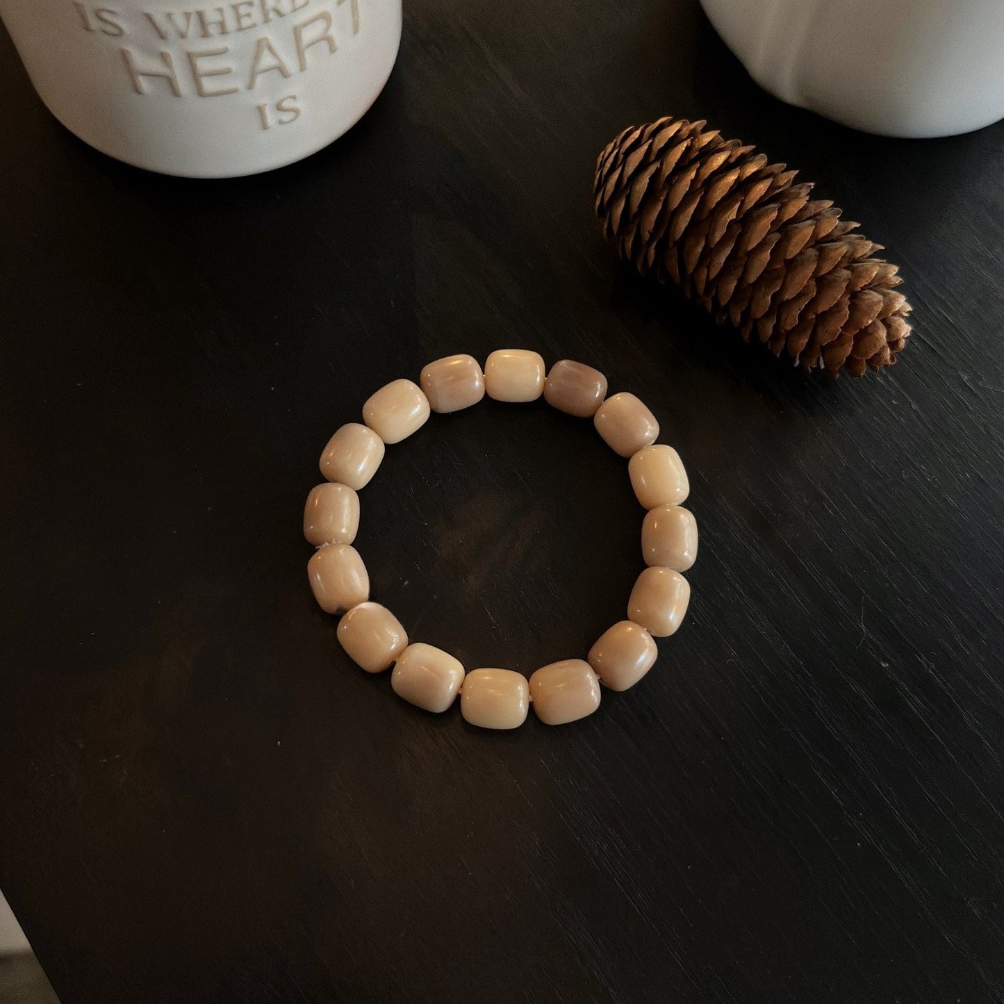Rice Cake Milk Coffee Series Bodhi Bead Bracelet