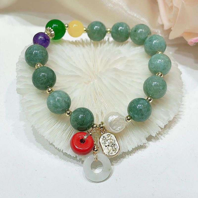 Bracelet de confiance avec breloque en jade et agate rouge et pierre de Bouddha