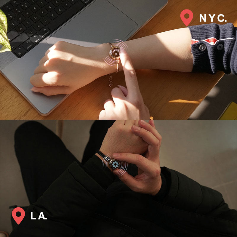 Bracelets tactiles Soleil et Lune (Soleil tressé + Chaîne serpent Lune)