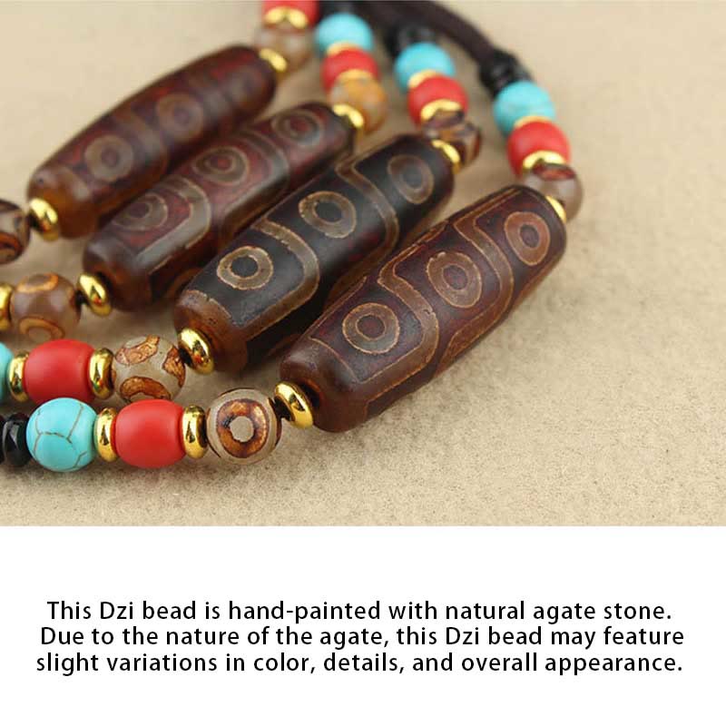 Pierres de Bouddha Perle Dzi tibétaine à neuf yeux Perle Dzi à trois yeux Colliers de protection Pendentif