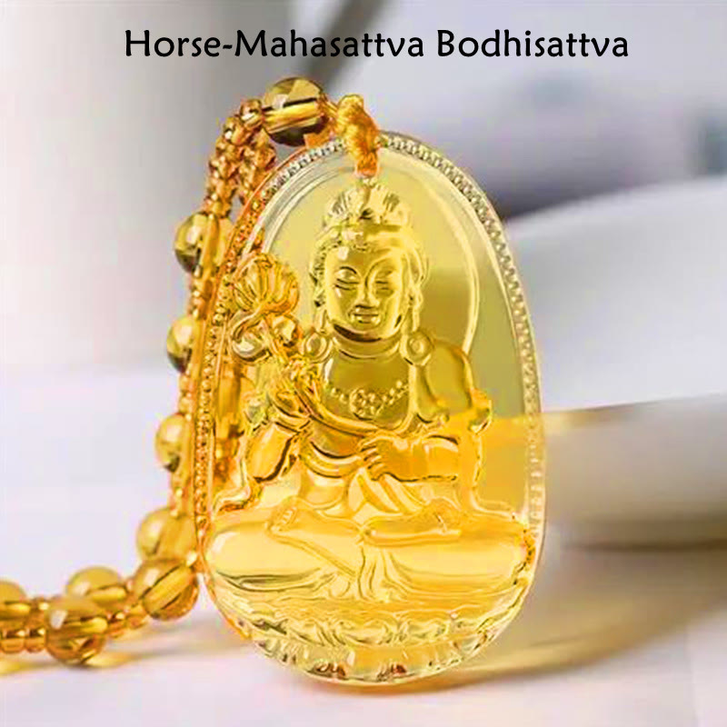 Citrine Guardian Buddha Serenity Pendant Necklace (Extra 40% Off | USE CODE: FS40)