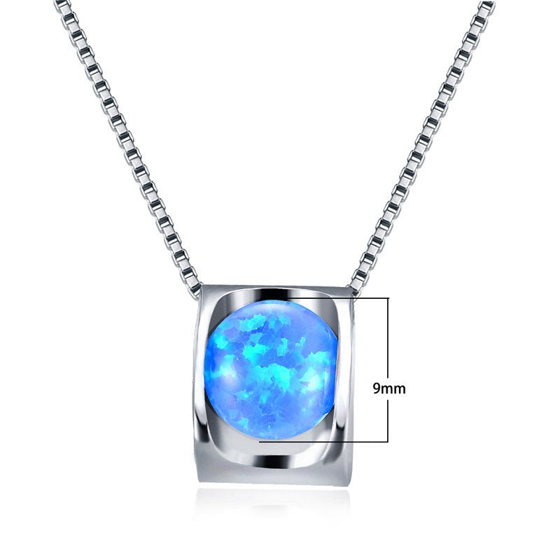 925 Sterling Silver Opal Pendant Necklace