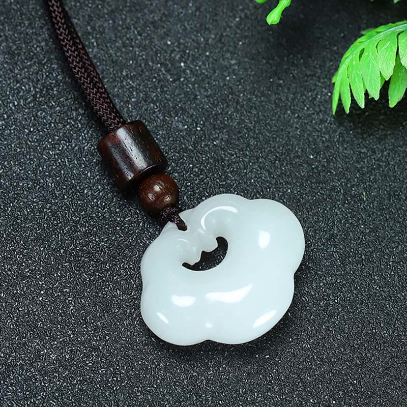 Collier pendentif en jade de soie dorée et jade de Tianshan, pierres de Bouddha, breloque de verrouillage chinois, abondance