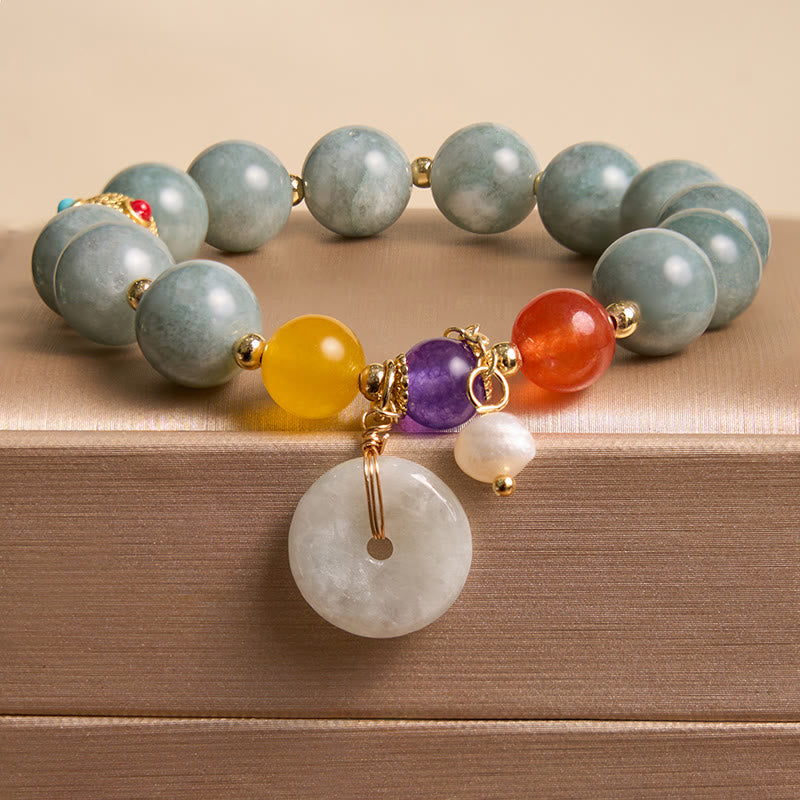 Bracelet de confiance avec breloque en jade et agate rouge et pierre de Bouddha