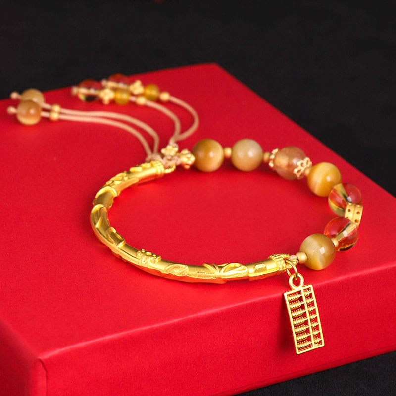 Bracelet de protection en pierres naturelles de Bouddha, œil de tigre, citrine, boulier