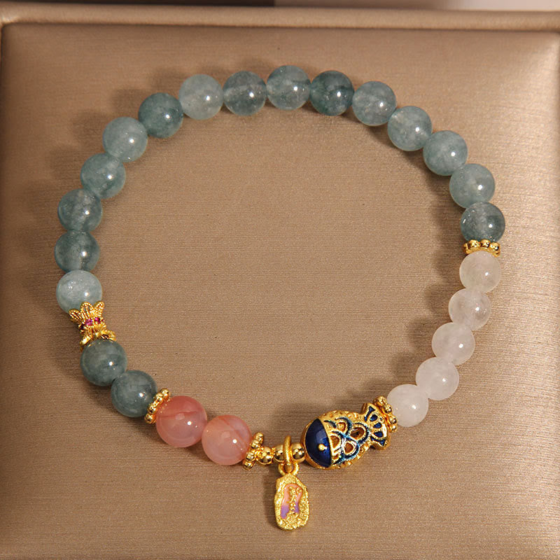 Bracelet porte-bonheur en jade, agate Yanyuan, jade blanc, poisson koï, écritures