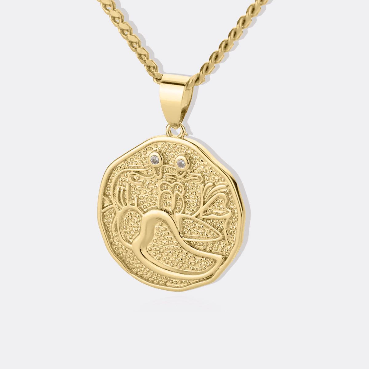 Collier avec pendentif en forme de pièce de monnaie représentant un signe astrologique