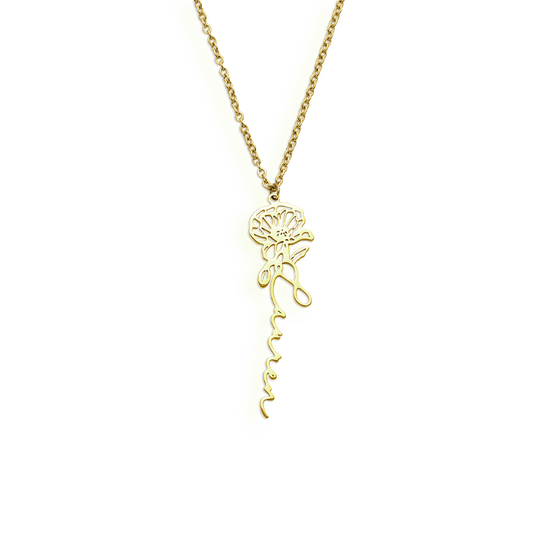 Collier avec nom de fleur de naissance