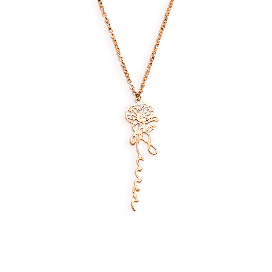 Collier avec nom de fleur de naissance