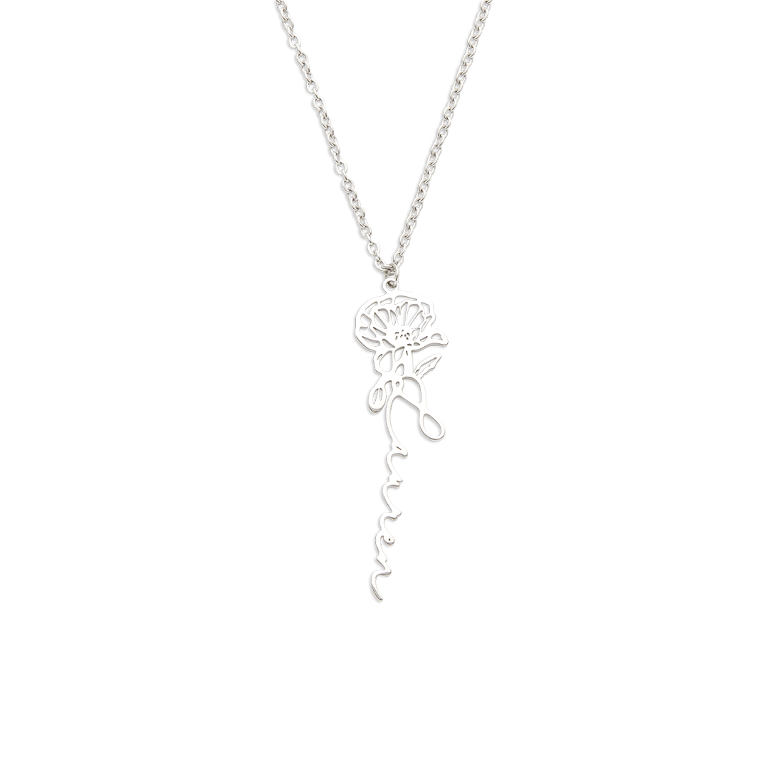 Collier avec nom de fleur de naissance