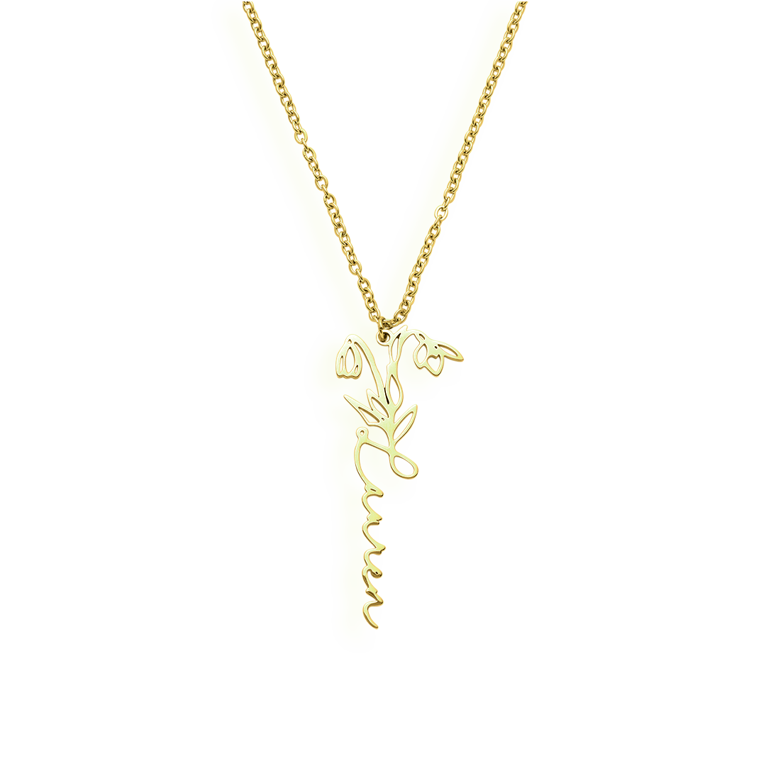 Collier avec nom de fleur de naissance